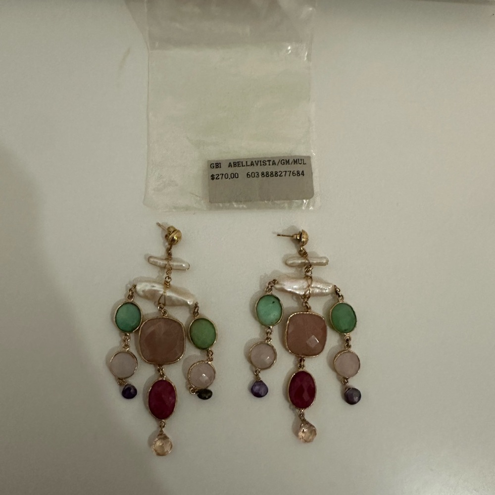Alexis Bittar Gold and Green Dangle Earrings with Chandelier Design